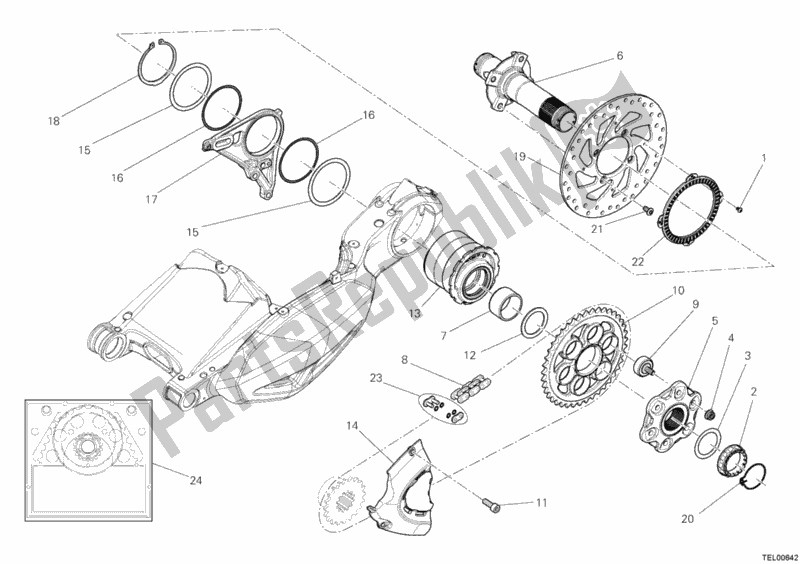 Alle onderdelen voor de Naaf, Achterwiel van de Ducati Diavel FL USA 1200 2015